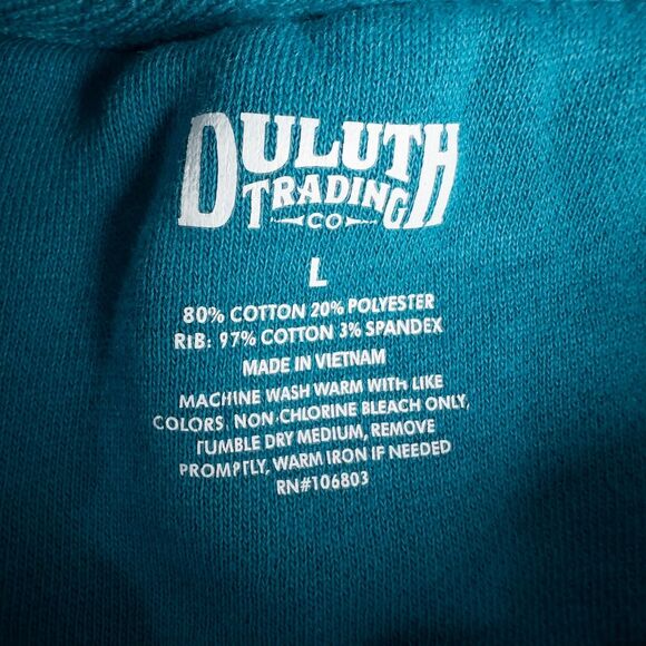 Duluth Trading Co Souped Up Funnel Neck Sweatshirt Womens Large Teal Blue 29715 - Picture 3 of 16